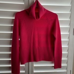 Ann Taylor Cashmere Turtleneck Sweater Pink Medium Like New